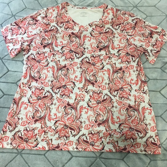 Catherines Pink Patterned Easy Fit Tee - Picture 1 of 7